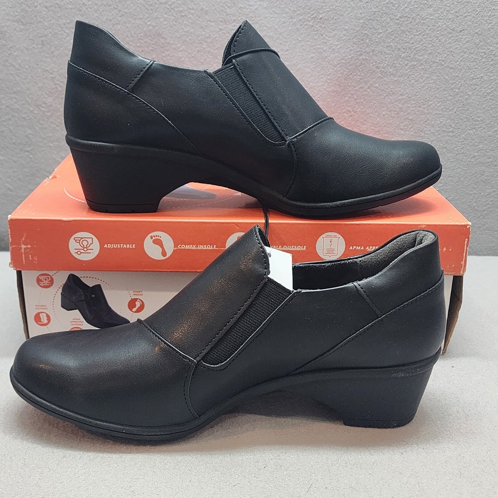 JBU‎ Kyley Slip On Shoes Black Faux Leather Comfort Block Heel Womens 9M